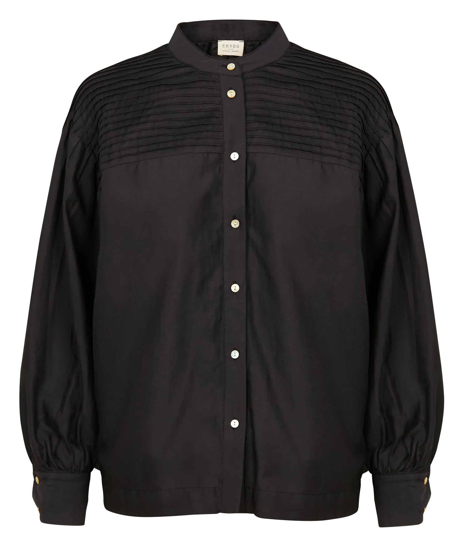  EKYOG   STUDETTA - Camicia scollo tondo in misto cotone | Nero
