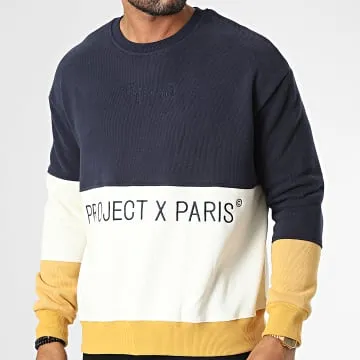 Felpa a girocollo 2220153 Navy Beige Yellow