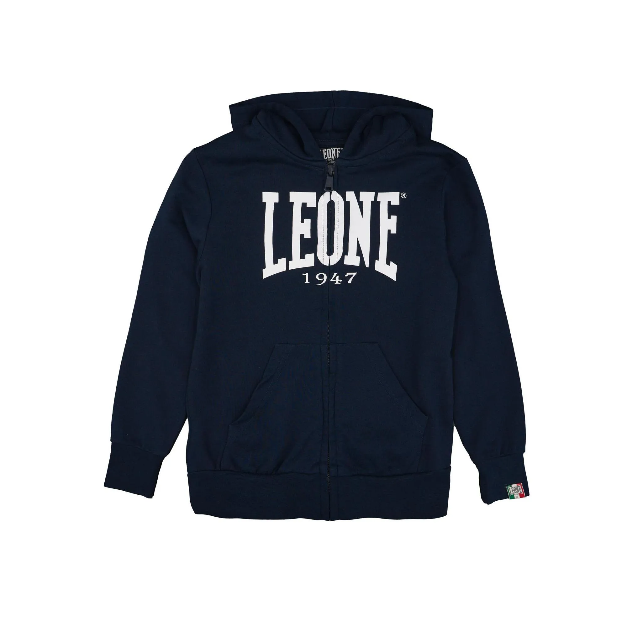 Felpa da bambino non felpata con cappuccio e zip Leone Basic