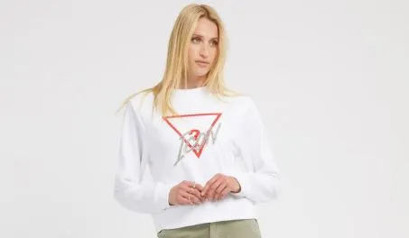 Felpa Guess W3YQ01KB683 G011 Bianco