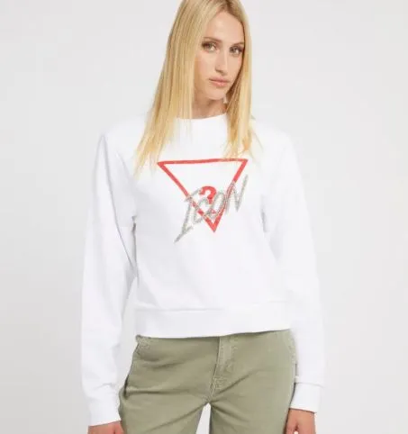 Felpa Guess W3YQ01KB683 G011 Bianco