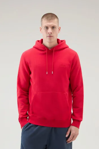 Felpa in misto cotone con cappuccio e logo ricamato                                                                             