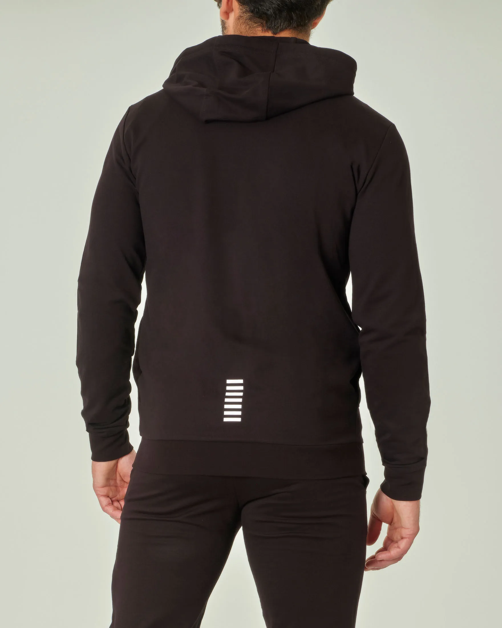 Felpa nera con cappuccio chiusura zip e logo piccolo stampato