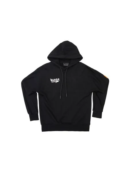 Felpa Uomo con Cappuccio DISCLAIMER Stampa Logo 51550 Nero
