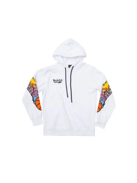 Felpa Uomo con Cappuccio DISCLAIMER Stampa Logo 51564 Bianco