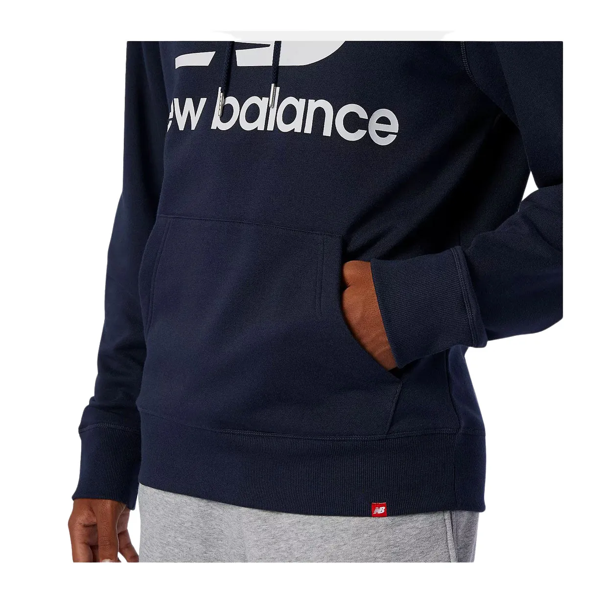 Felpa Uomo New Balance Essentials Stacked Logo PO Blu