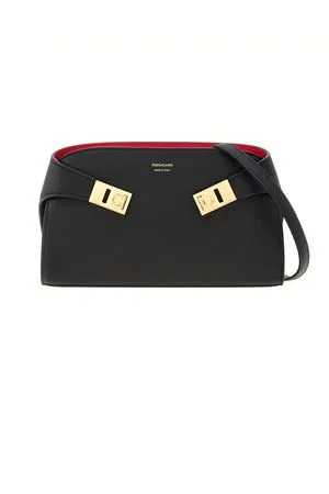 FERRAGAMO Accessori,Borse Borsa a tracolla Hug mini in pelle di vitello nero 