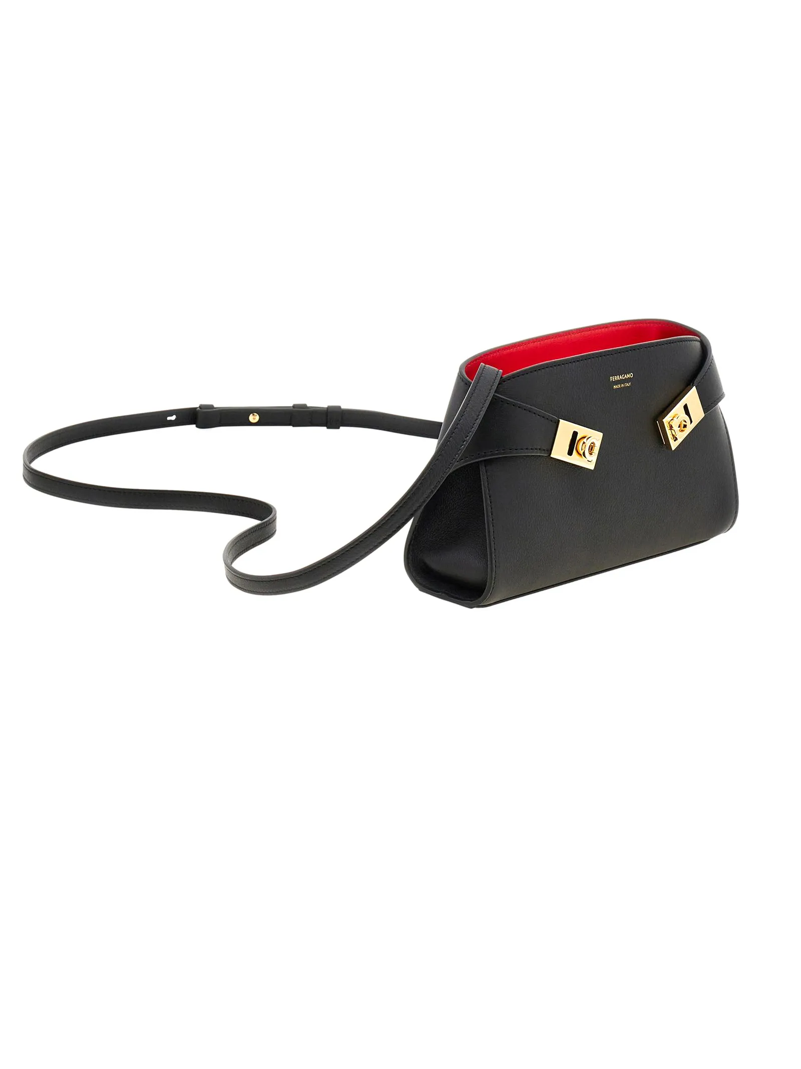 FERRAGAMO Accessori,Borse Borsa a tracolla Hug mini in pelle di vitello nero 