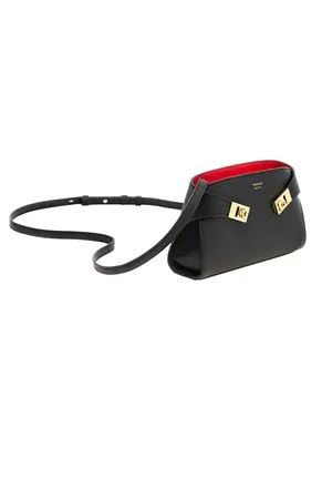 FERRAGAMO Accessori,Borse Borsa a tracolla Hug mini in pelle di vitello nero 