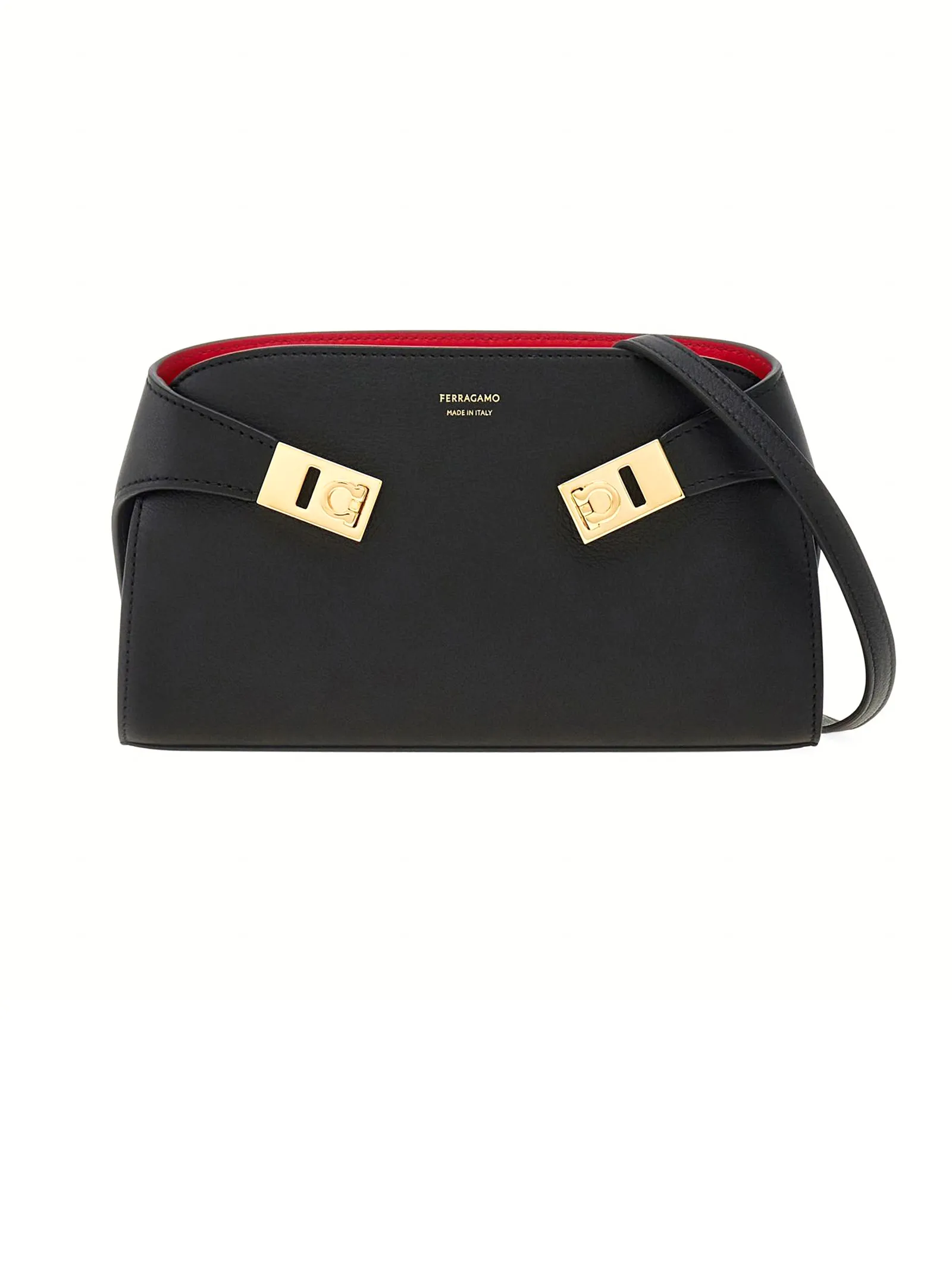 FERRAGAMO Accessori,Borse Borsa a tracolla Hug mini in pelle di vitello nero 
