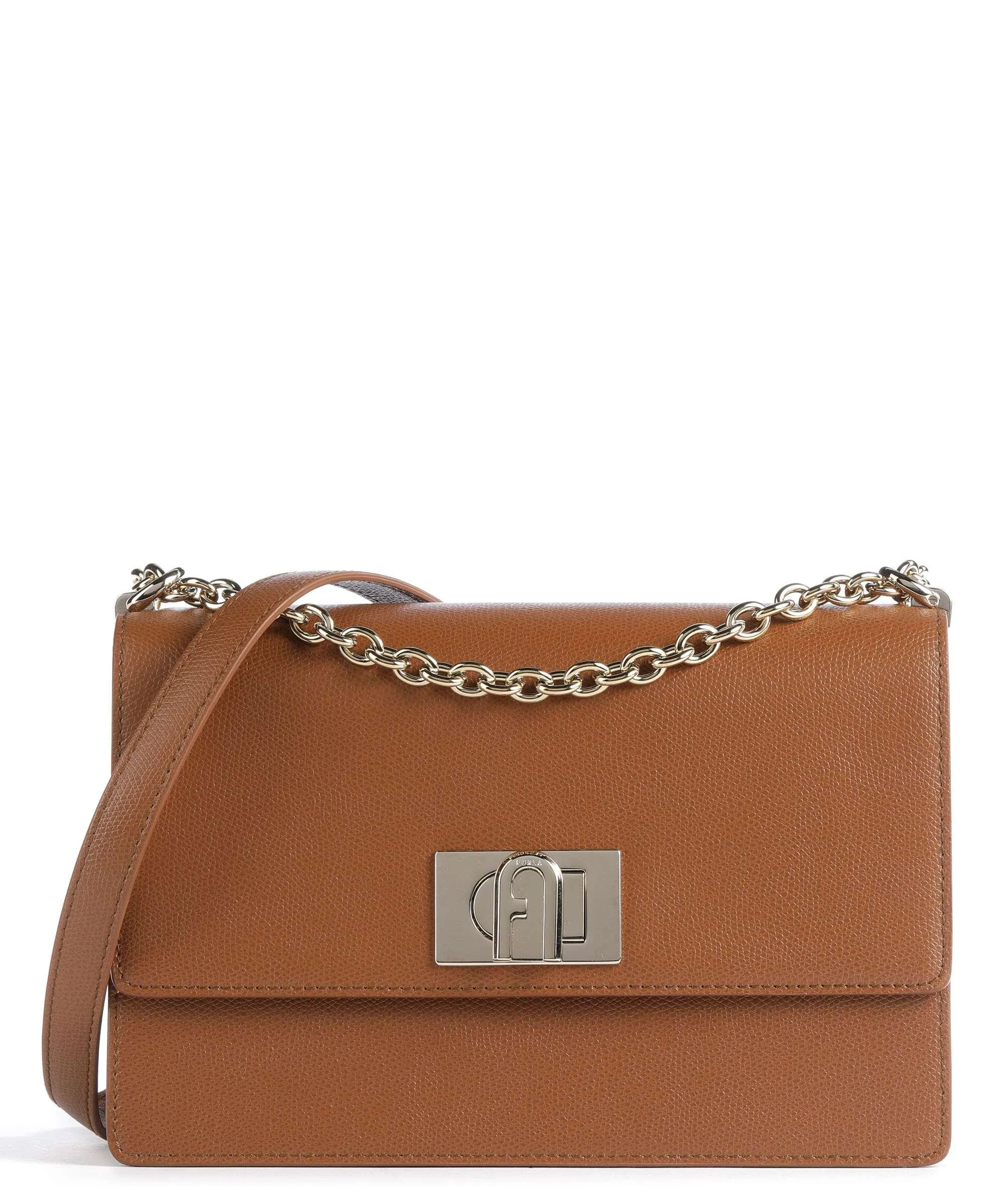  Furla 1927 S Borsa a spalla pelle granulata marrone  