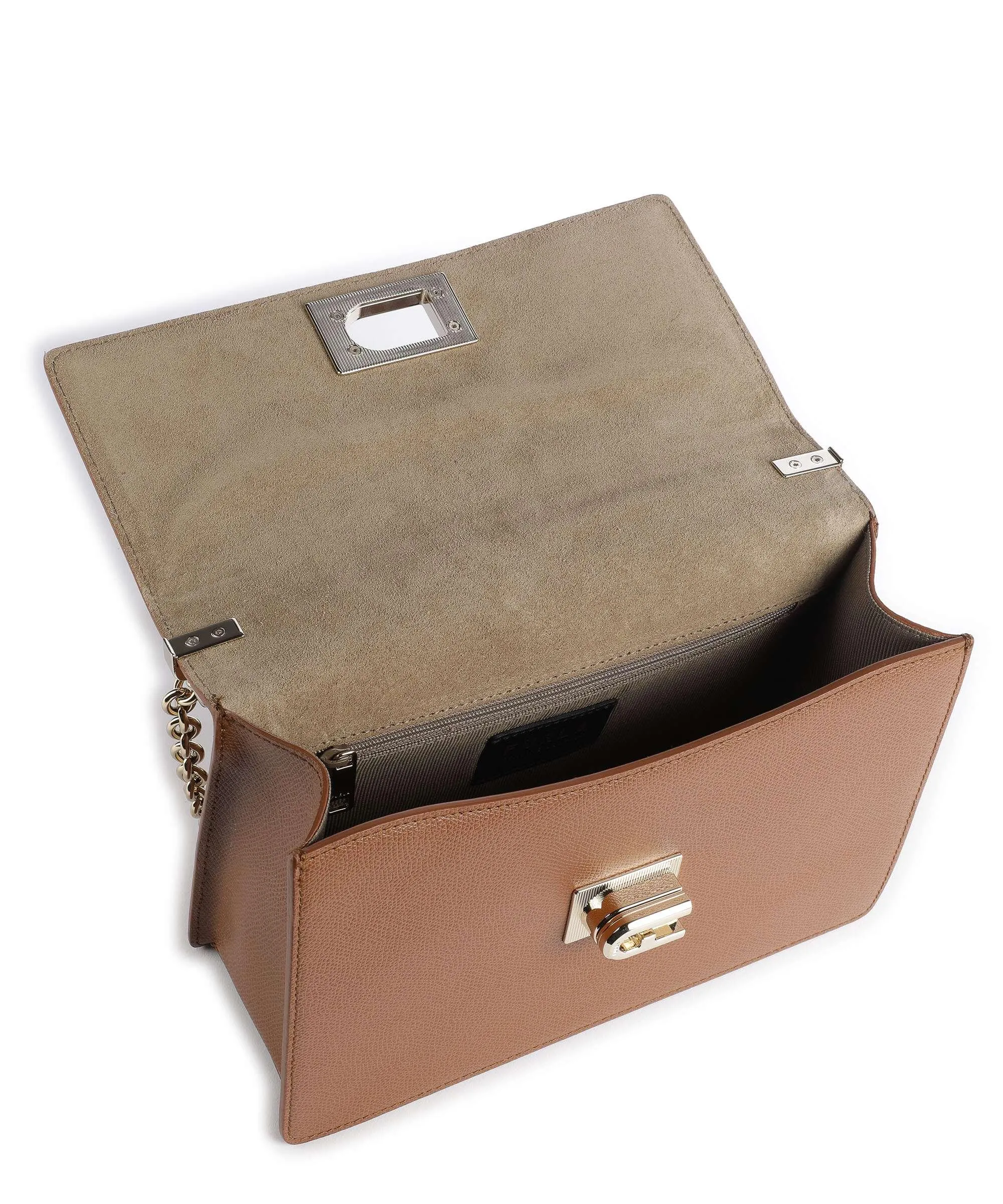  Furla 1927 S Borsa a spalla pelle granulata marrone  