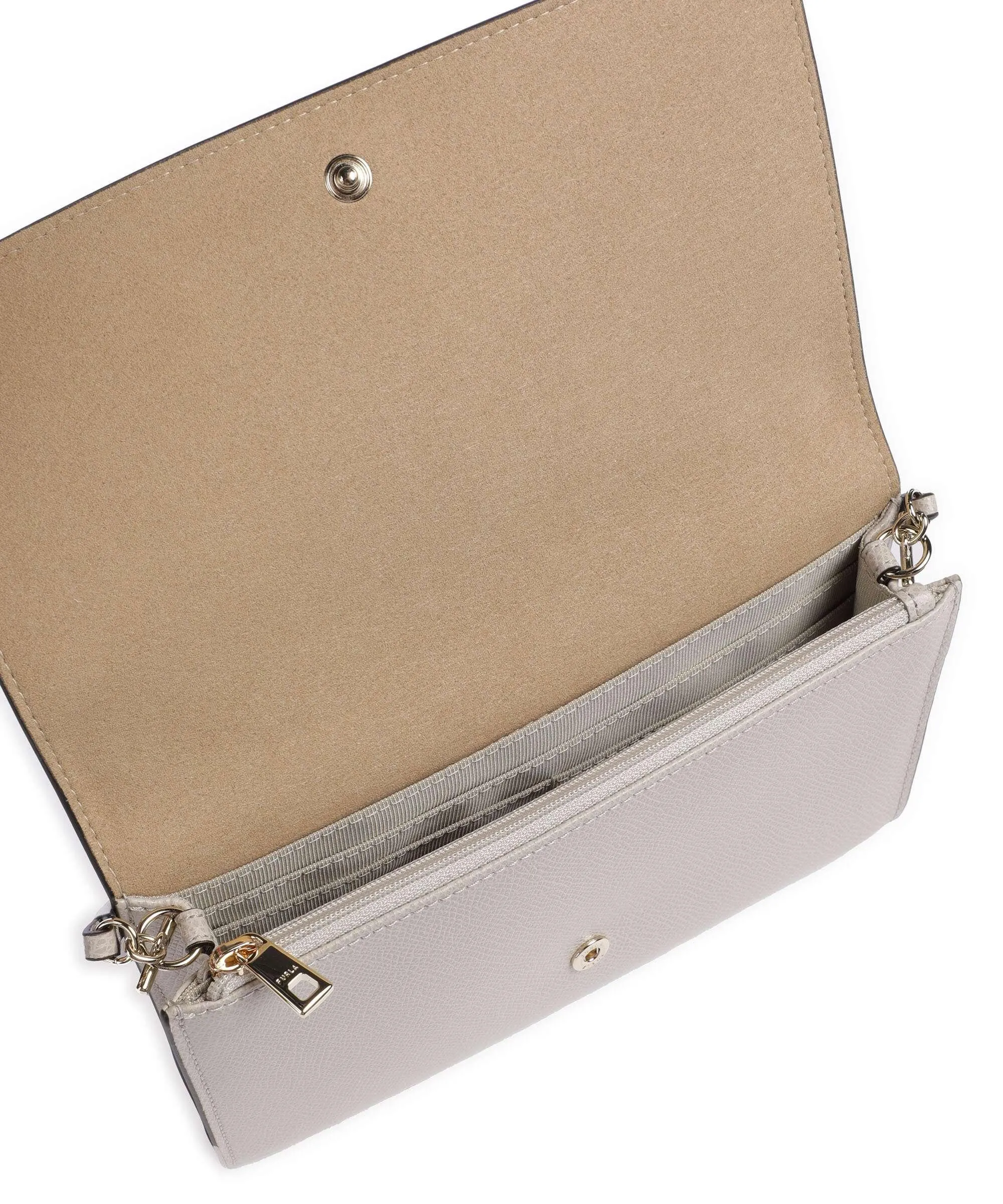  Furla Borsa a tracolla pelle granulata grigio chiaro  