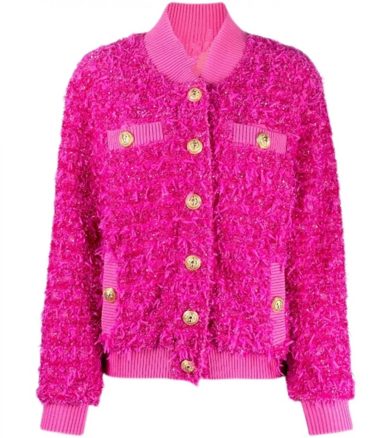 Giacca da baseball lavorata a maglia rosa caldo 2022 autunno inverno nuovo design moda cappotto da baseball in maglia con botton