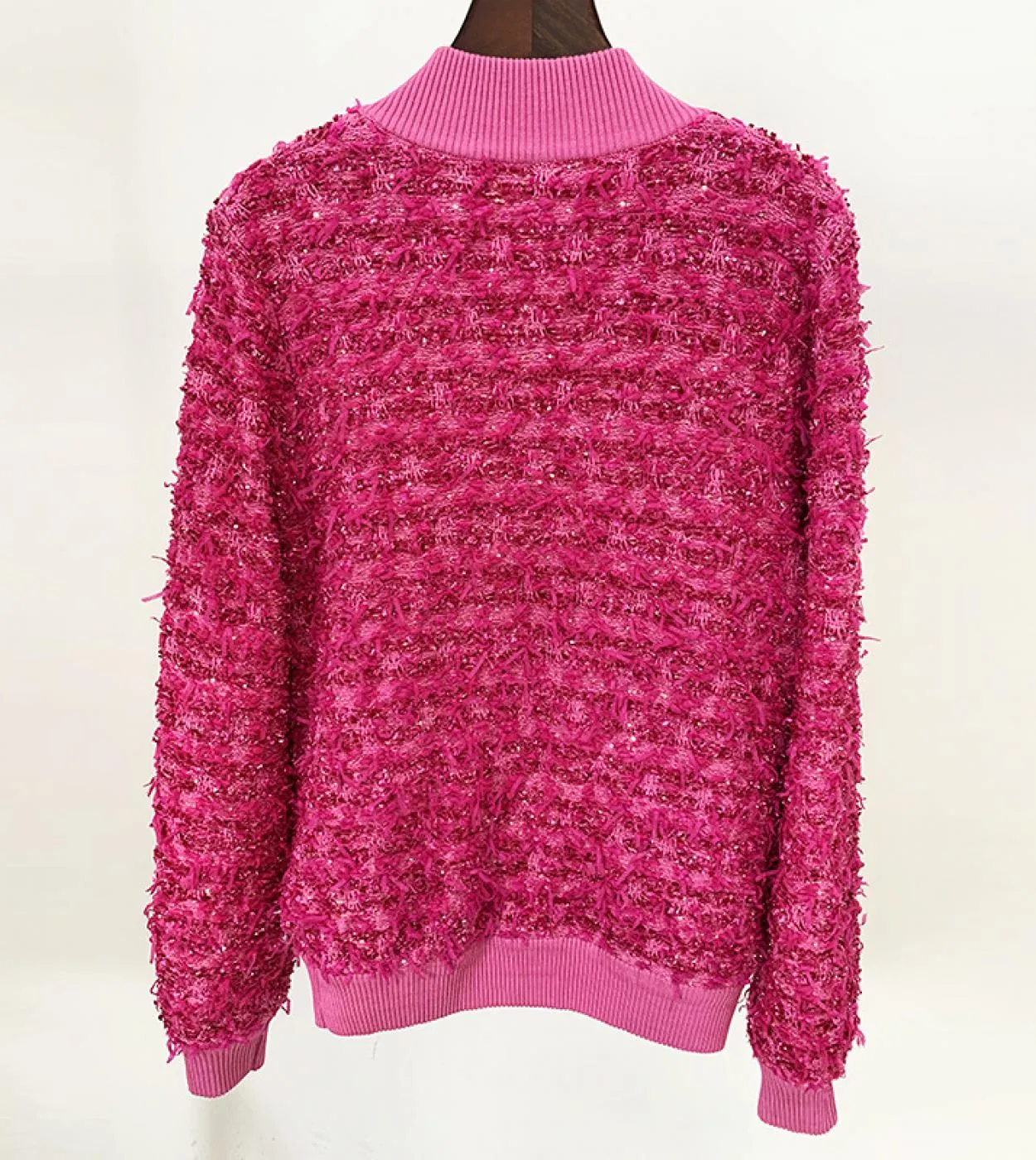 Giacca da baseball lavorata a maglia rosa caldo 2022 autunno inverno nuovo design moda cappotto da baseball in maglia con botton