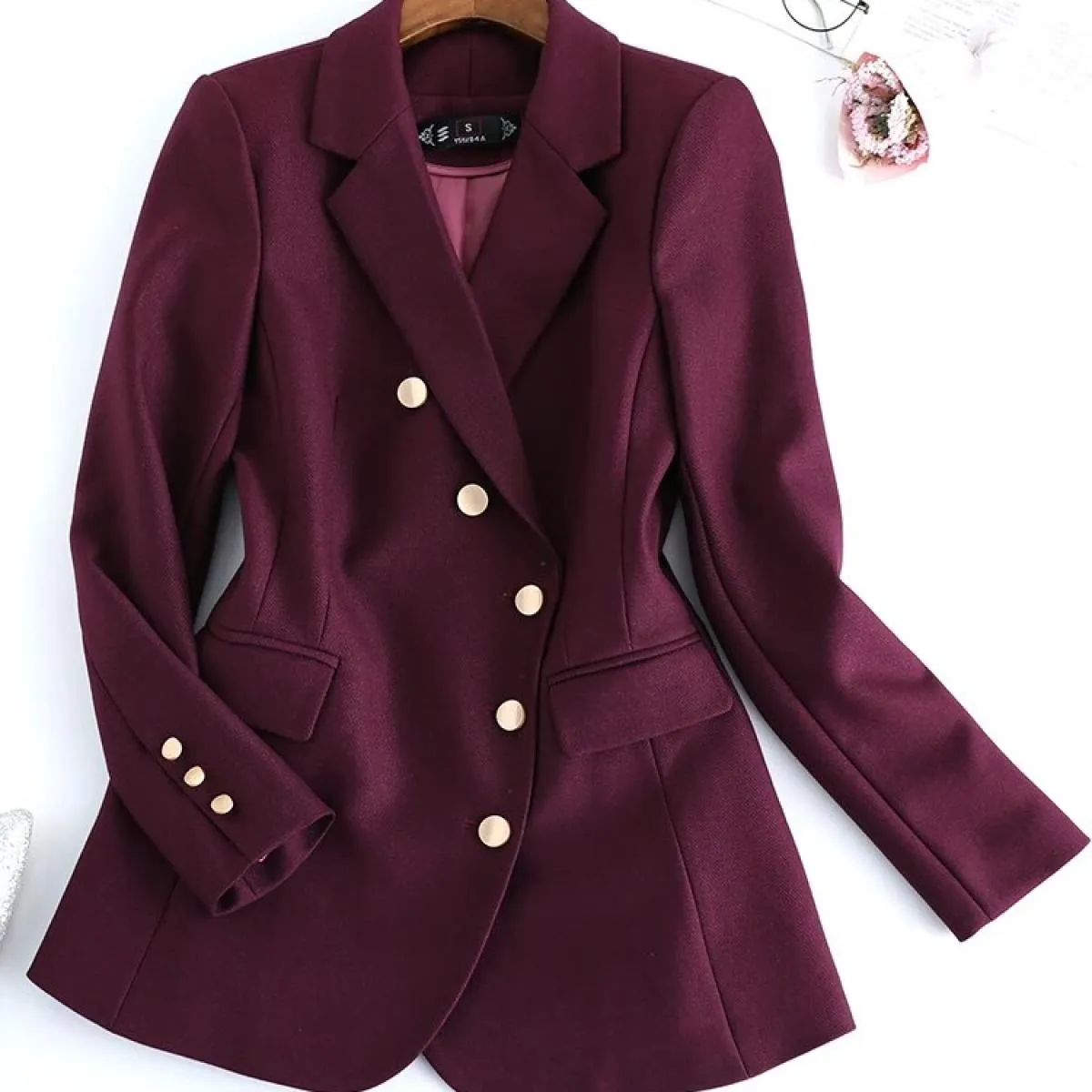 Giacca da donna Blazer da donna a maniche lunghe monopetto femminile Cappotto formale per l'autunno inverno