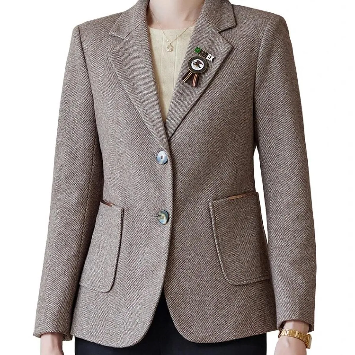 Giacca da donna formale autunno inverno nuovo arrivo Giacca da donna formale grigio albicocca Cappotto da lavoro da lavoro femmi