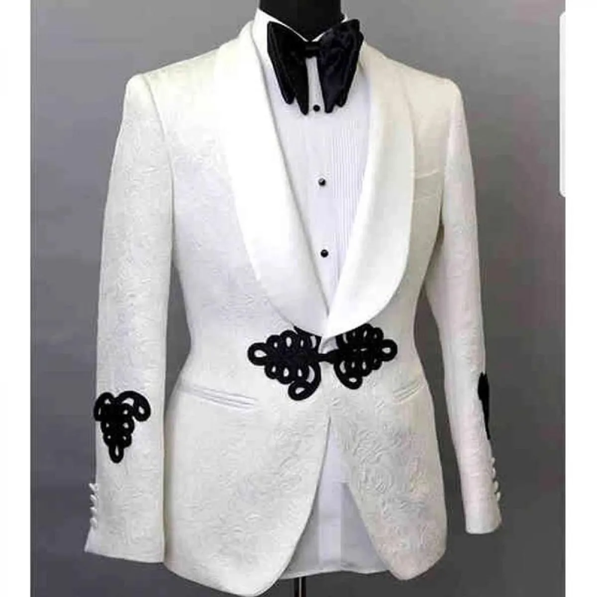 Giacca da uomo bianca Giacca con scialle Risvolto Giacca monopezzo su misura Cappotto da sposa slim fit Abiti Fashoin maschili