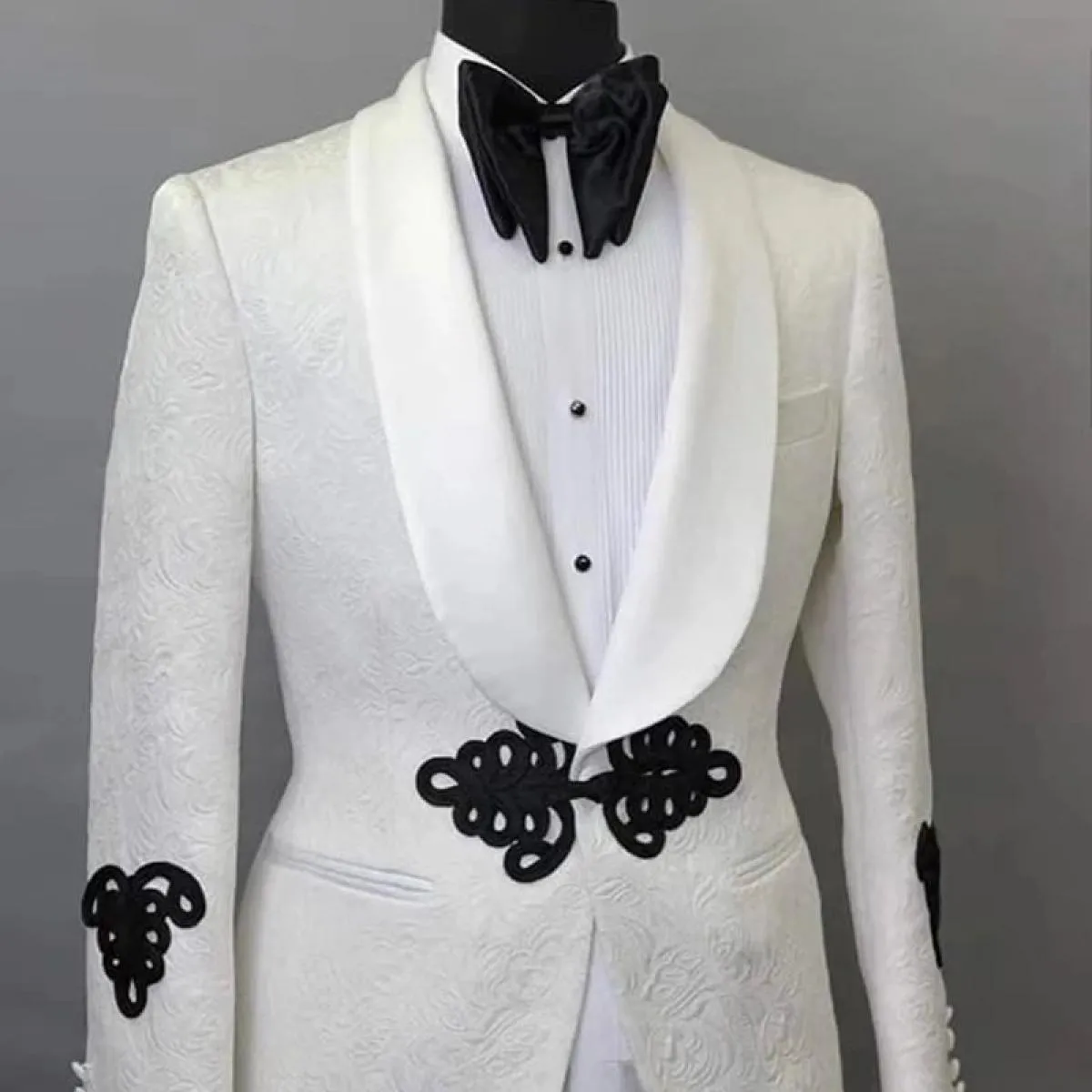 Giacca da uomo bianca Giacca con scialle Risvolto Giacca monopezzo su misura Cappotto da sposa slim fit Abiti Fashoin maschili