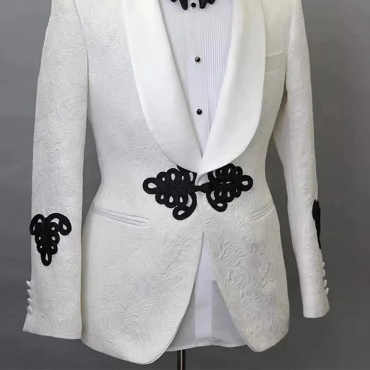 Giacca da uomo bianca Giacca con scialle Risvolto Giacca monopezzo su misura Cappotto da sposa slim fit Abiti Fashoin maschili