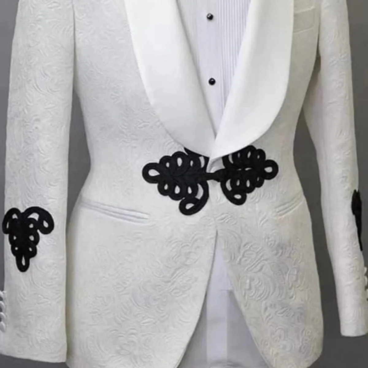 Giacca da uomo bianca Giacca con scialle Risvolto Giacca monopezzo su misura Cappotto da sposa slim fit Abiti Fashoin maschili