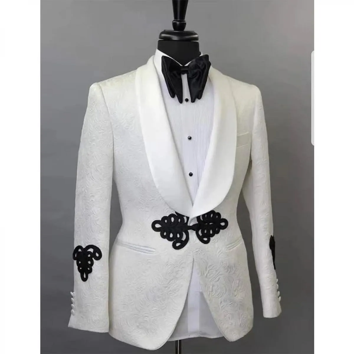Giacca da uomo bianca Giacca con scialle Risvolto Giacca monopezzo su misura Cappotto da sposa slim fit Abiti Fashoin maschili