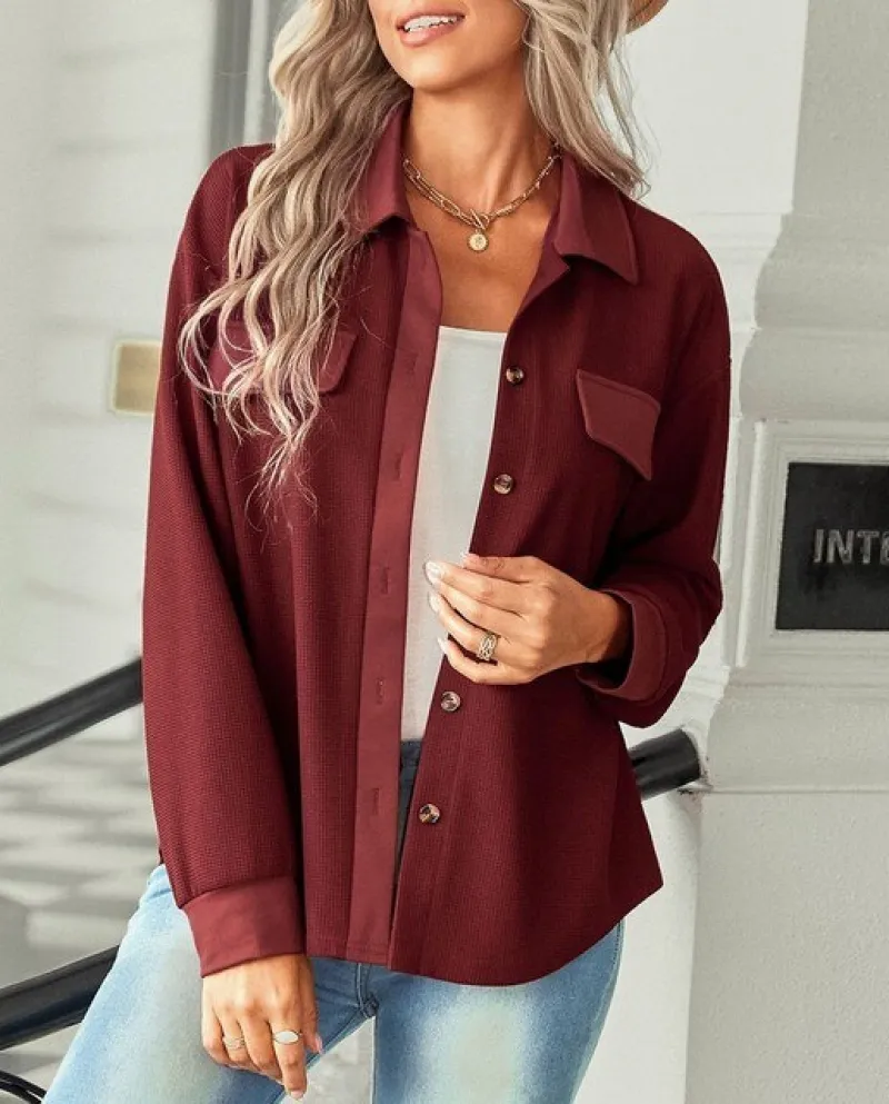 Giacca Donna Tinta Unita Capispalla Monopetto Colletto rovesciato Cardigan Manica Lunga Cappotto Donna Autunno Abbigliamento Sci