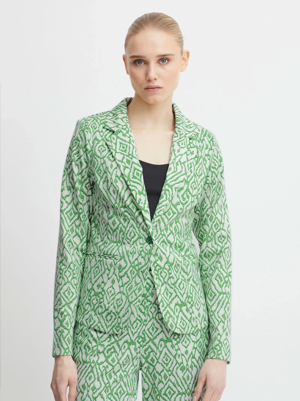 Giacca Donna verde con motivo geometrico