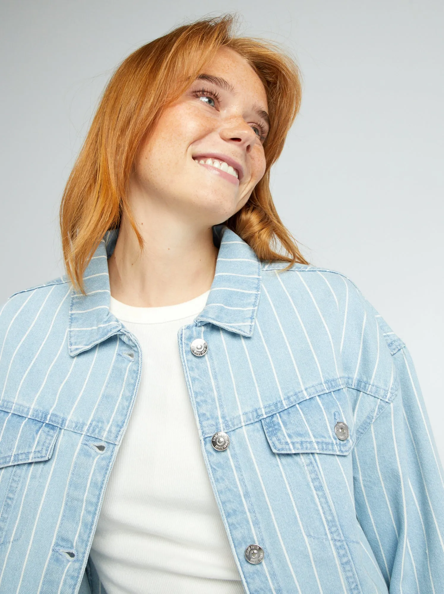 Giacca in jeans corta a righe - BLU