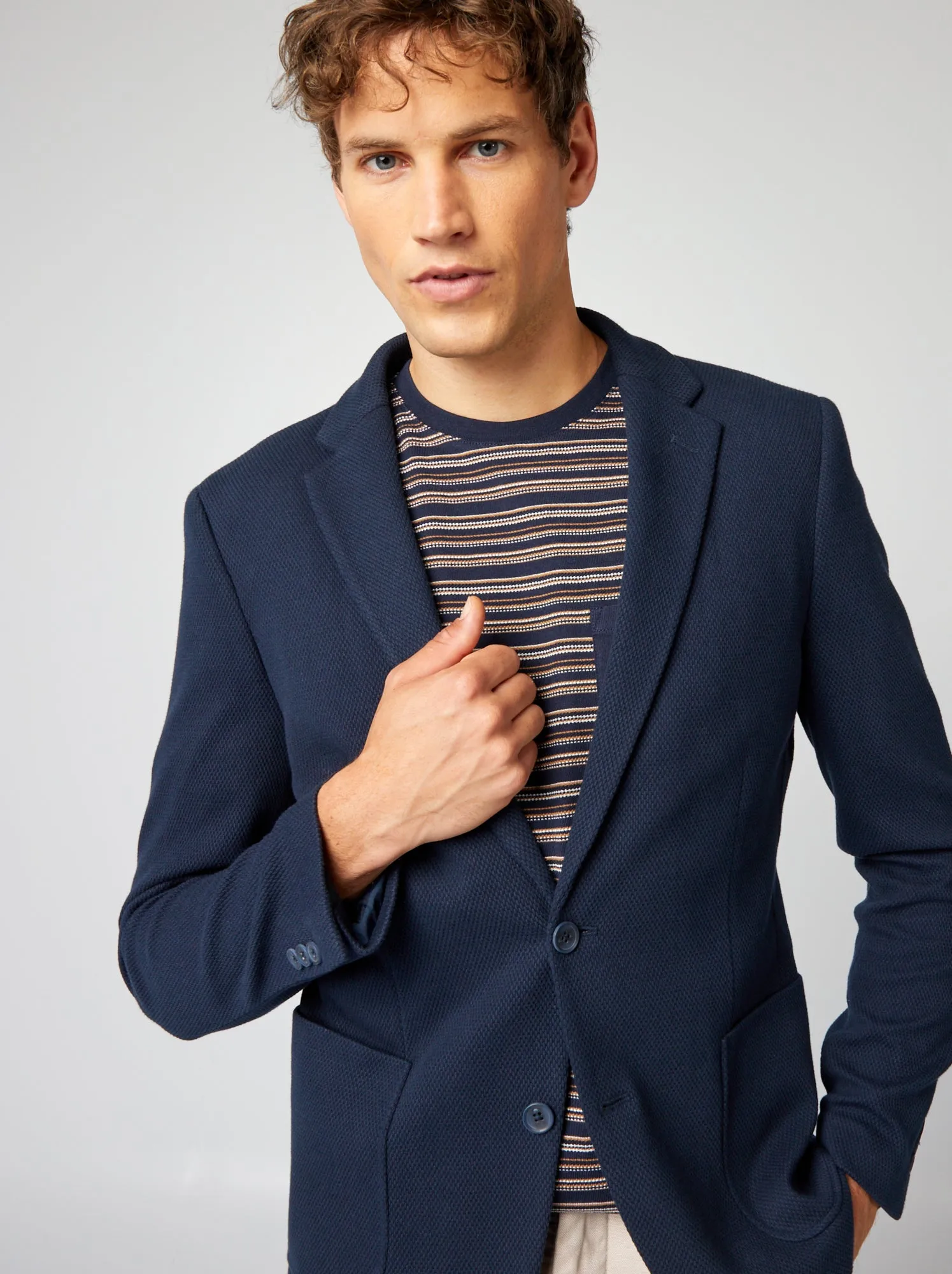 Giacca in maglia piqué - BLU