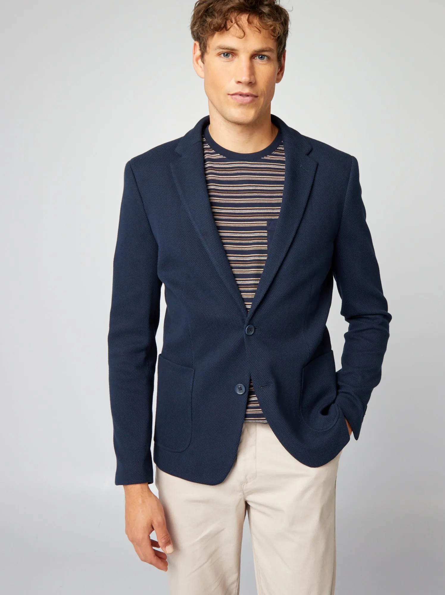 Giacca in maglia piqué - BLU