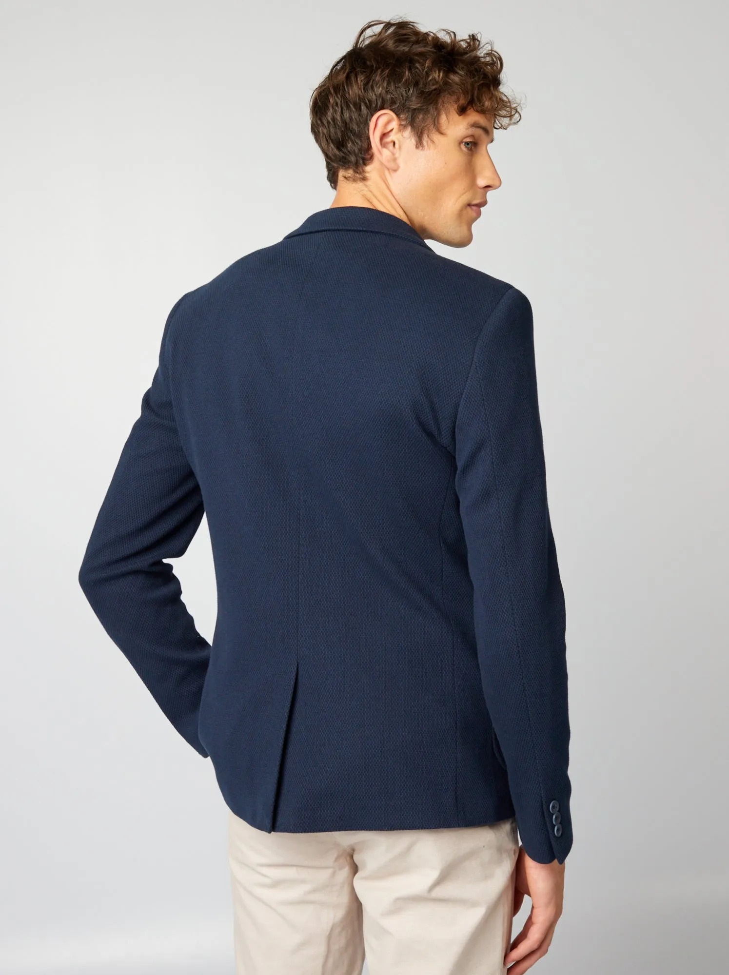 Giacca in maglia piqué - BLU