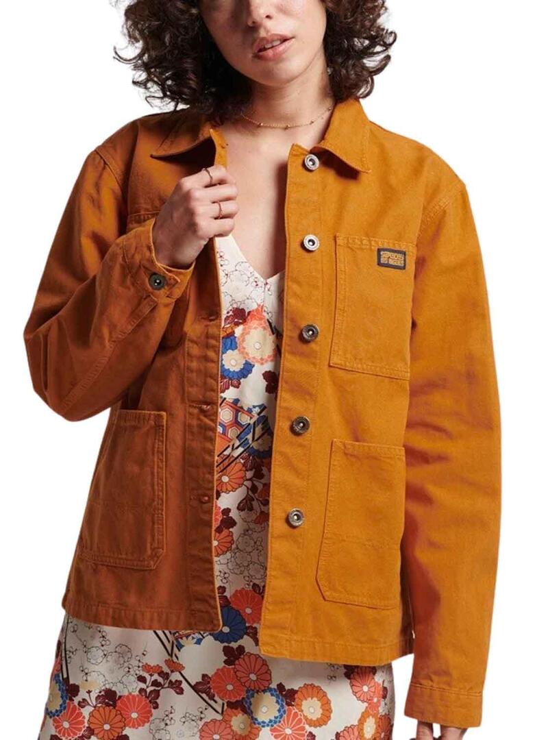 Giacca Superdry Vintage Chore di routine Arancione per Donna