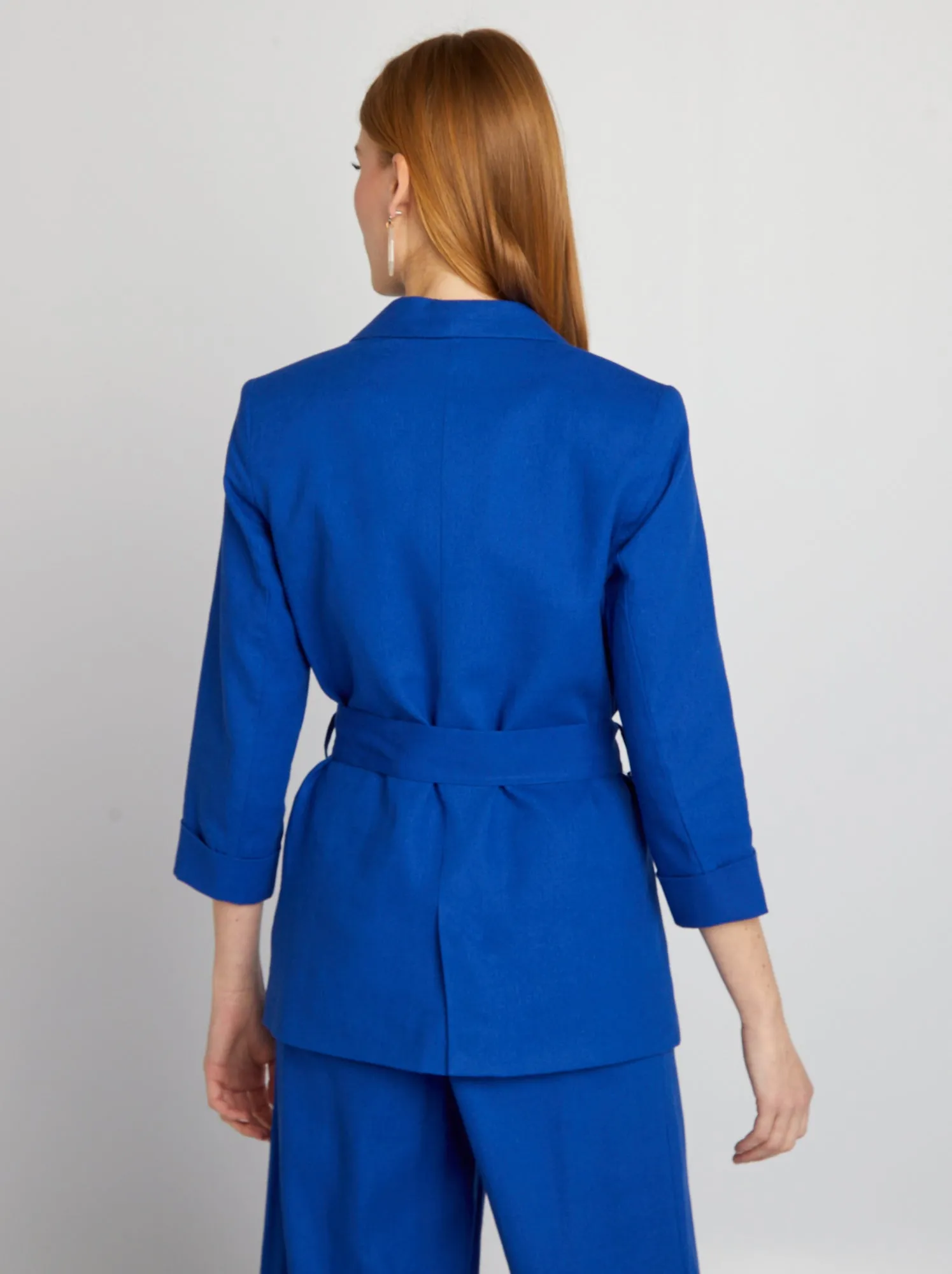 Giacca tailleur in misto lino - - BLU