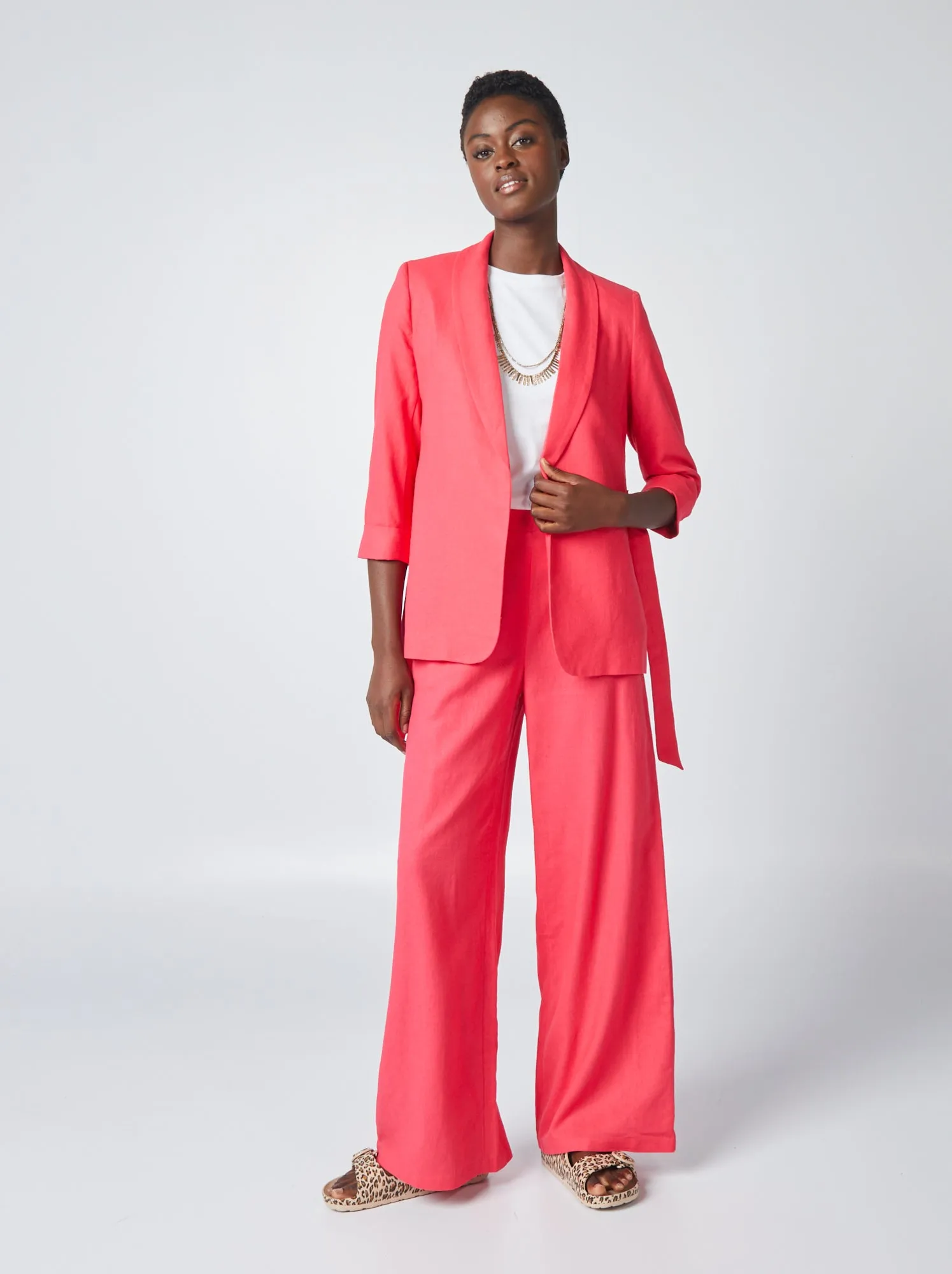 Giacca tailleur in misto lino - - ROSA