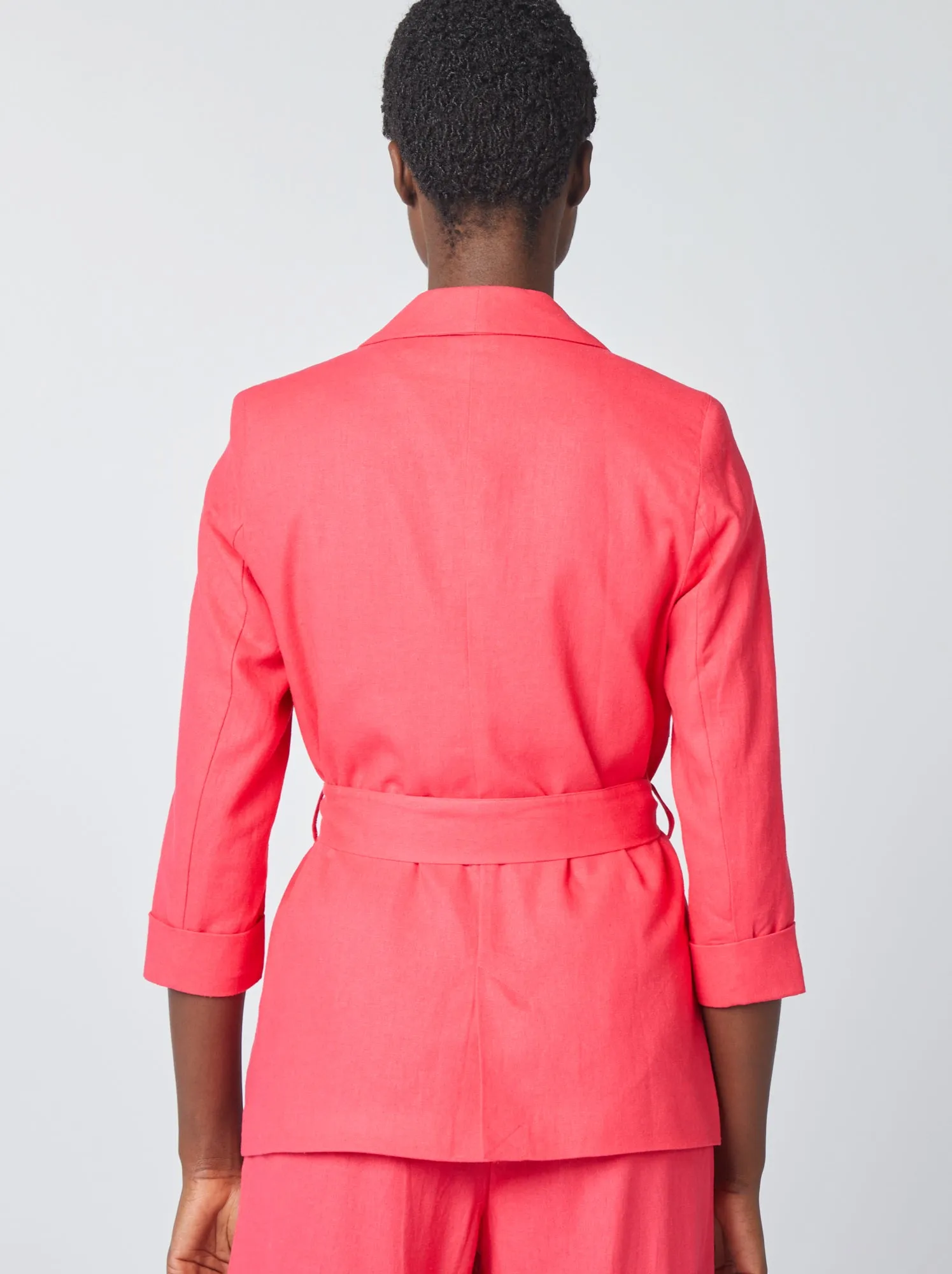 Giacca tailleur in misto lino - - ROSA