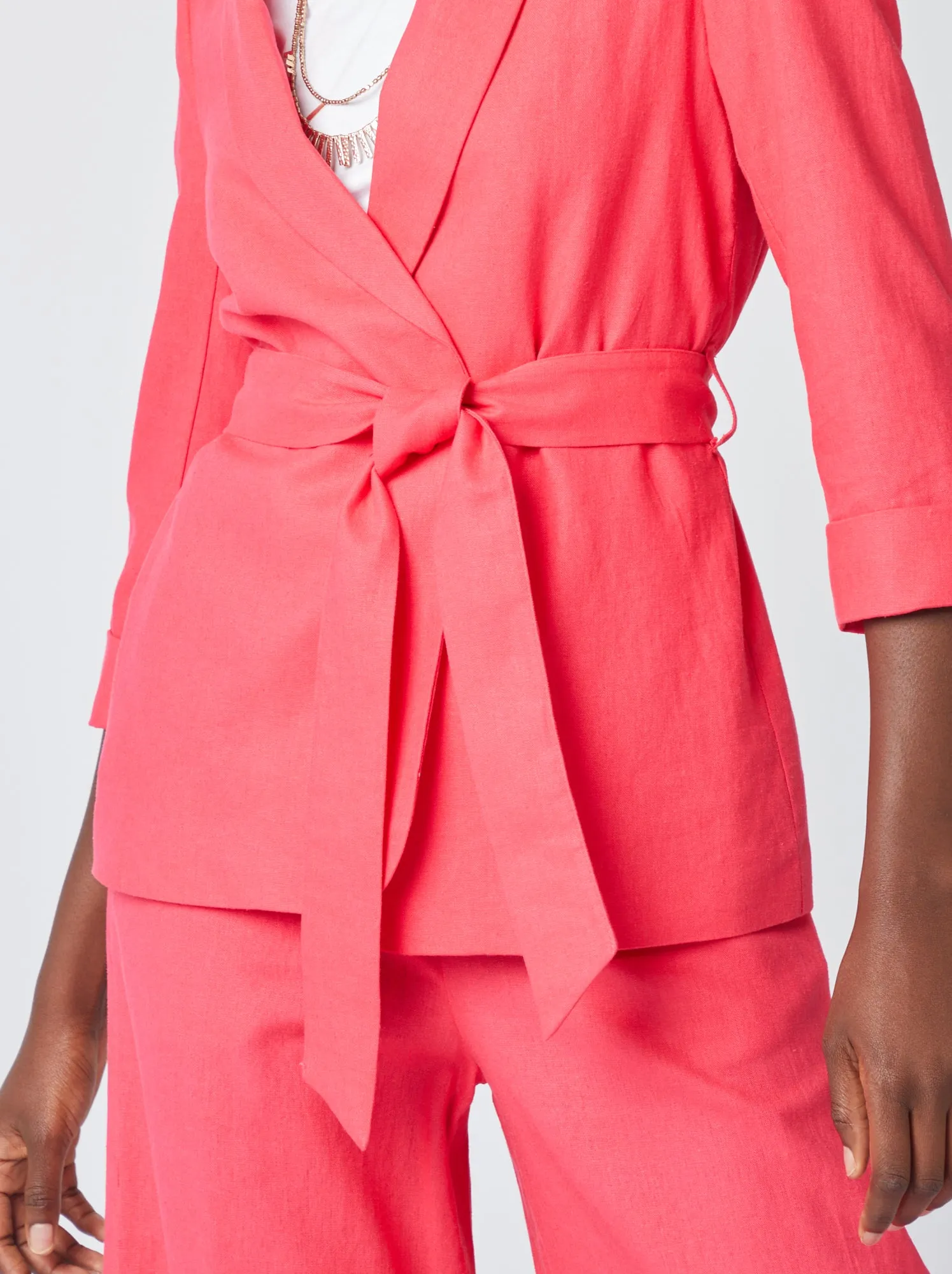 Giacca tailleur in misto lino - - ROSA