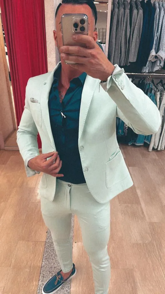 GIACCA XAGON MAN PUNTO MILANO SLIM FIT COLOR VERDE ACQUA DISPONIBILE CON PANTALONE IN COORDINATO ****