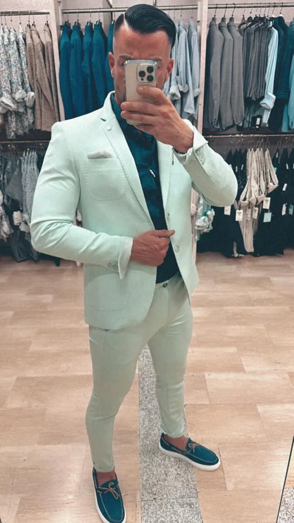 GIACCA XAGON MAN PUNTO MILANO SLIM FIT COLOR VERDE ACQUA DISPONIBILE CON PANTALONE IN COORDINATO ****