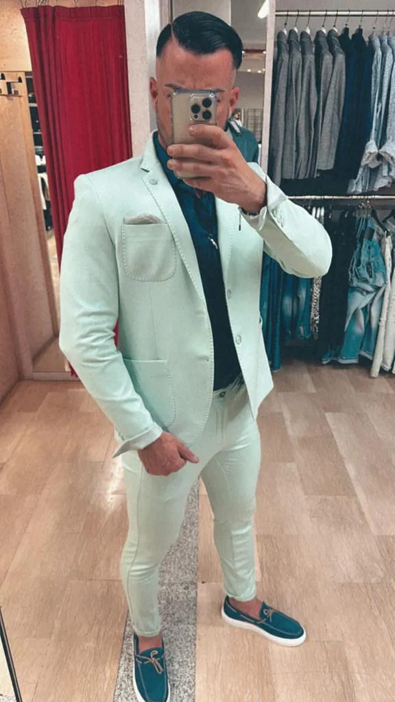 GIACCA XAGON MAN PUNTO MILANO SLIM FIT COLOR VERDE ACQUA DISPONIBILE CON PANTALONE IN COORDINATO ****