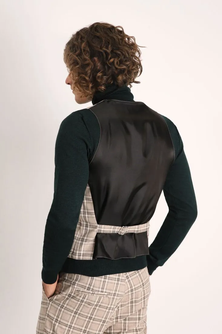 Gilet a quadri con tasche a filetto