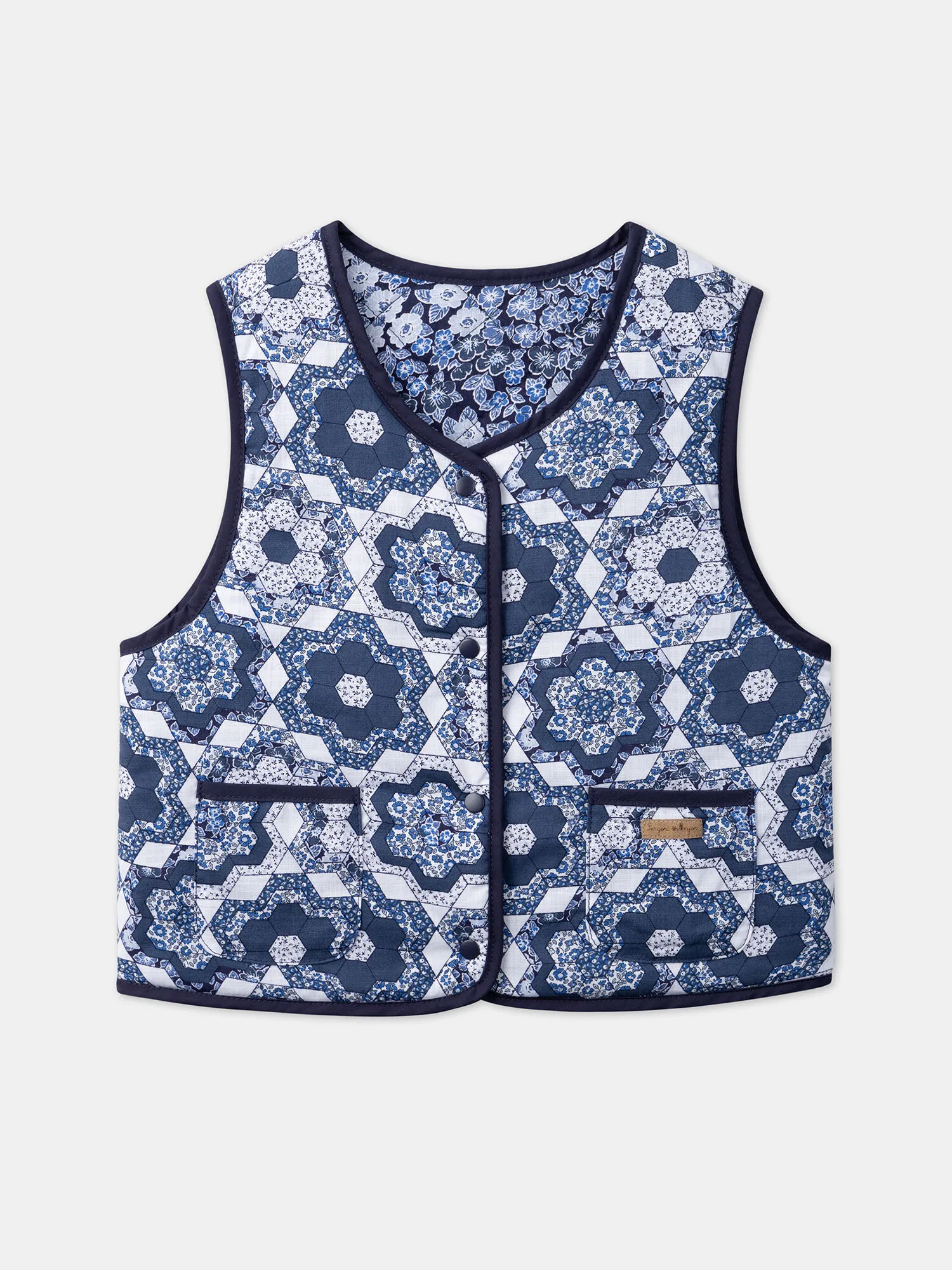 Gilet blu e bianco double face e matelassé    