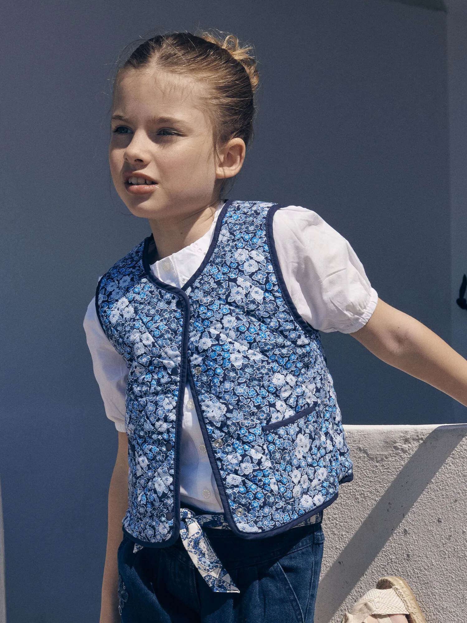 Gilet blu e bianco double face e matelassé    