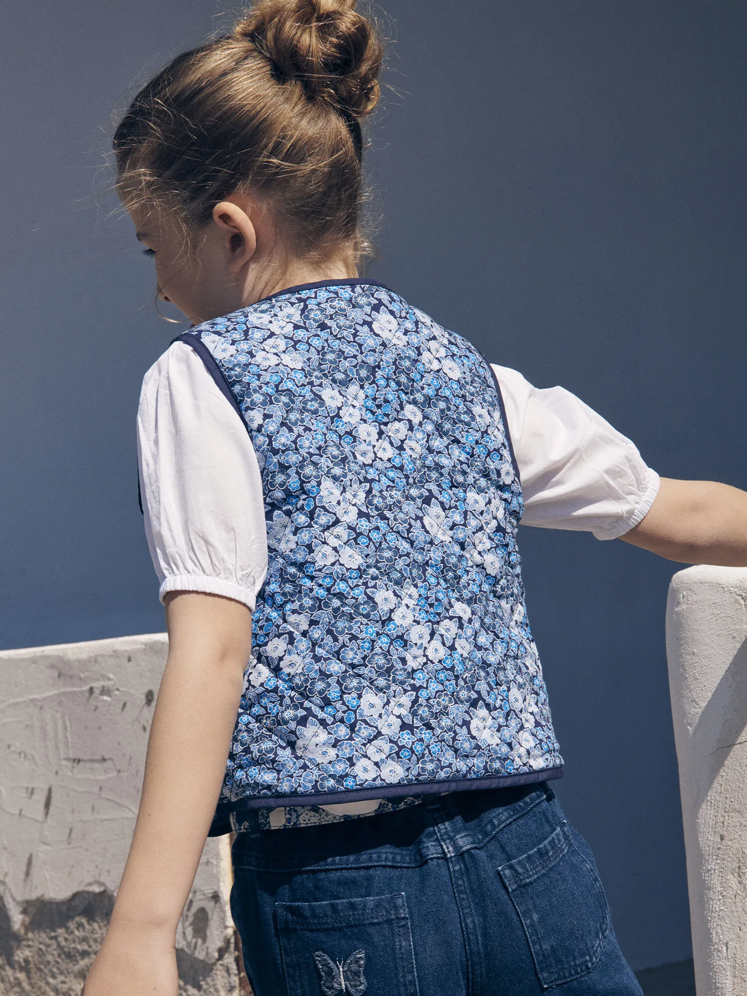 Gilet blu e bianco double face e matelassé    