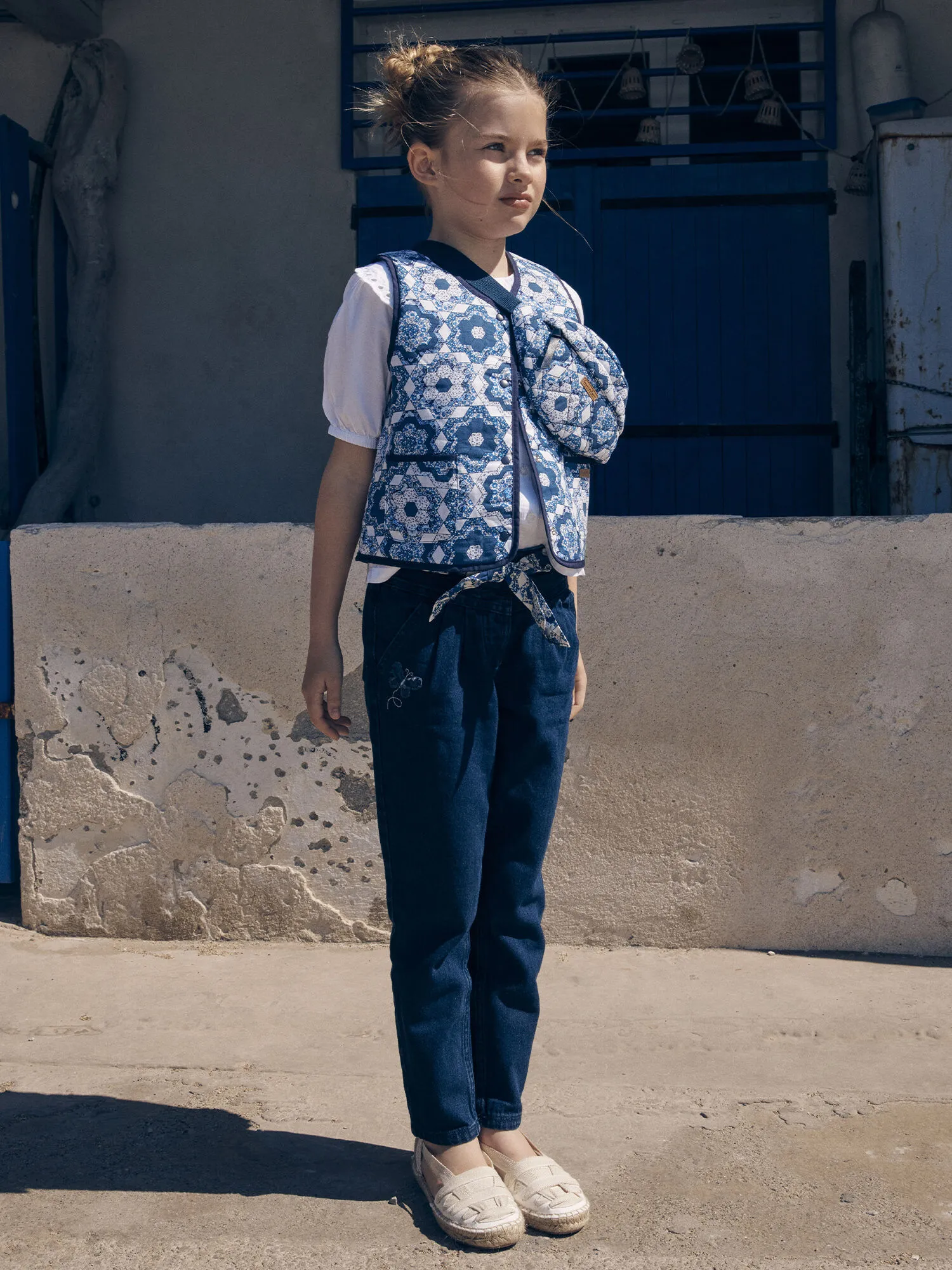 Gilet blu e bianco double face e matelassé    