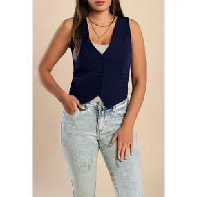 Gilet elegante con bottoni, blu scuro