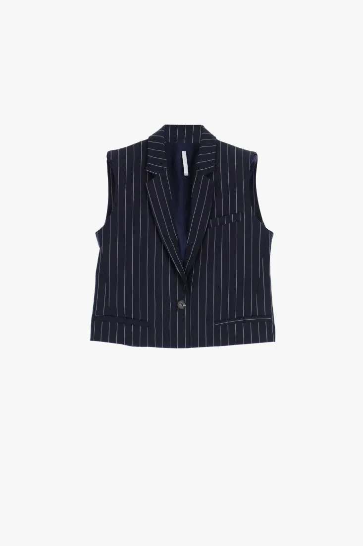 Gilet fantasia gessata con rever classici