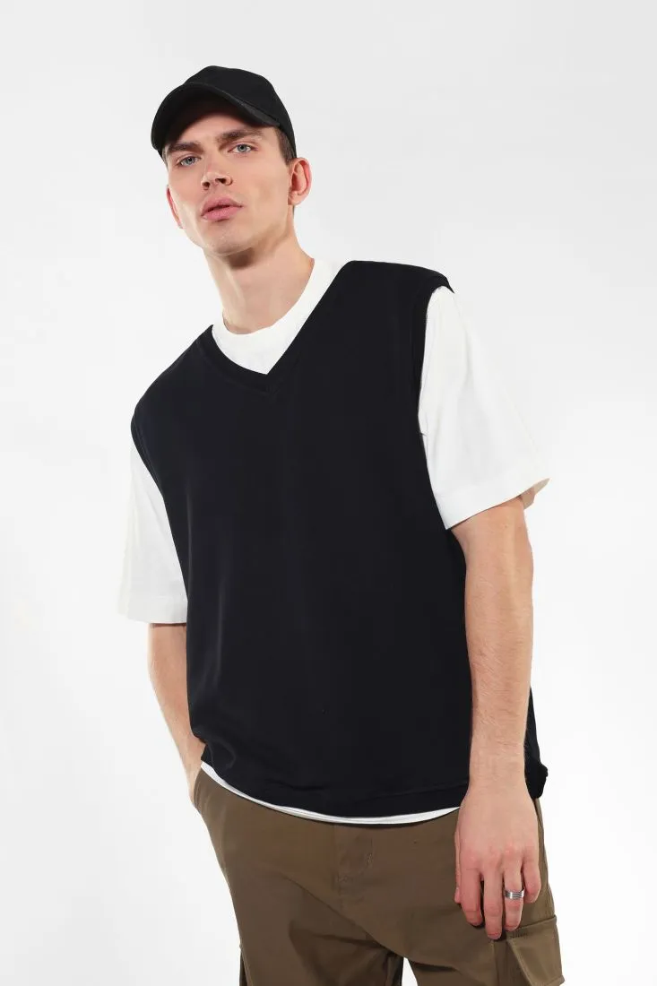 Gilet in puro cotone con scollo a V