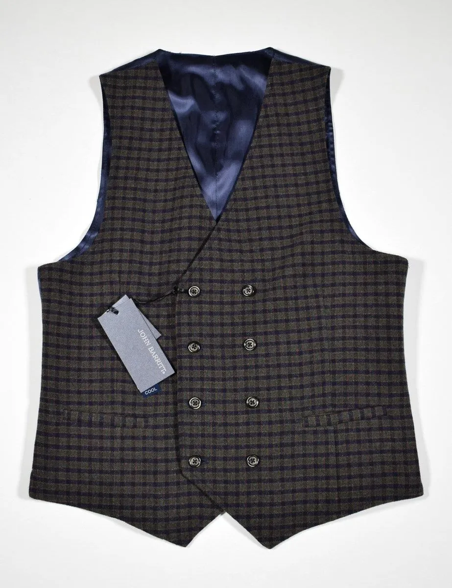 Gilet john barritt doppio petto slim fit fantasia a quadri blu verde