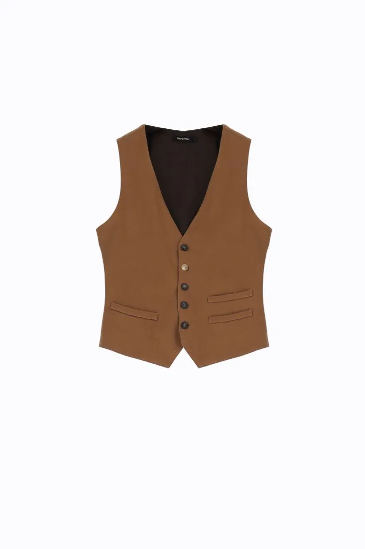 Gilet monocolour con abbottonatura e tasche